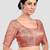 Peach banarasi brocade short sleeves padded readymade saree blouse