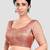 Peach banarasi brocade short sleeves padded readymade saree blouse