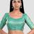 Green banarasi brocade short sleeves padded readymade saree blouse