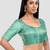 Green banarasi brocade short sleeves padded readymade saree blouse