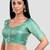 Green banarasi brocade short sleeves padded readymade saree blouse