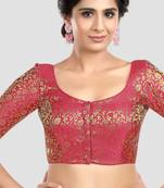 Rani banarasi brocade short sleeves padded readymade saree blouse