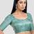 Sky blue banarasi brocade short sleeves padded readymade saree blouse