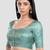 Sky blue banarasi brocade short sleeves padded readymade saree blouse