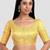 Yellow banarasi brocade short sleeves padded readymade saree blouse