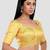 Yellow banarasi brocade short sleeves padded readymade saree blouse