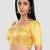 Yellow banarasi brocade short sleeves padded readymade saree blouse