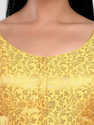 Yellow banarasi brocade short sleeves padded readymade saree blouse 5