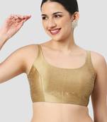 Gold plain silk spaghetti padded readymade saree blouse