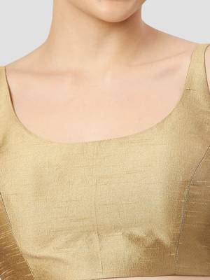Gold plain silk spaghetti padded readymade saree blouse 5