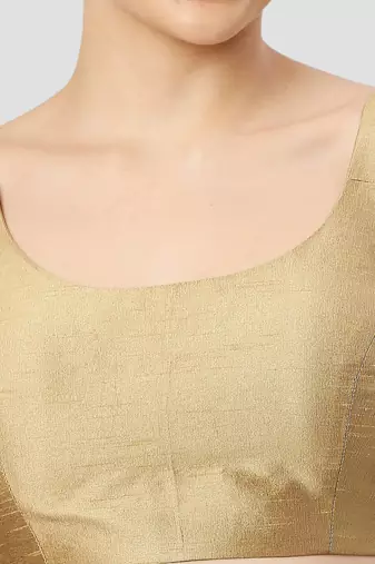 Gold plain silk spaghetti padded readymade saree blouse