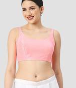 Baby pink plain silk spaghetti padded readymade saree blouse