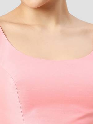 Baby pink plain silk spaghetti padded readymade saree blouse 5