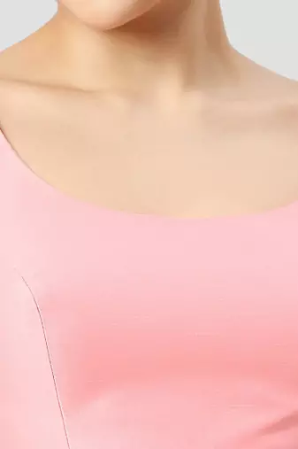 Baby pink plain silk spaghetti padded readymade saree blouse