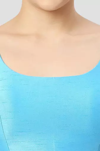 Sky blue plain silk spaghetti padded readymade saree blouse