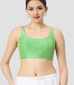 Light green plain silk spaghetti padded readymade saree blouse