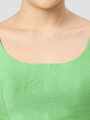 Light green plain silk spaghetti padded readymade saree blouse 5