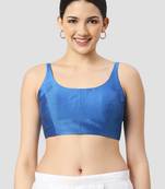 Royal blue plain silk spaghetti padded readymade saree blouse