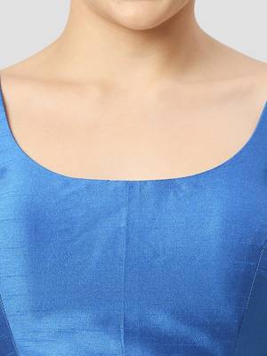 Royal blue plain silk spaghetti padded readymade saree blouse 5