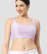 Light violet plain silk spaghetti padded readymade saree blouse