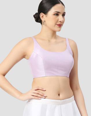 Light violet plain silk spaghetti padded readymade saree blouse 3