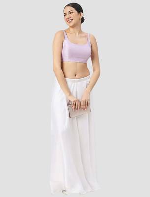 Light violet plain silk spaghetti padded readymade saree blouse 5