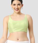 Pista green plain silk spaghetti padded readymade saree blouse