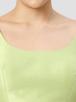Pista green plain silk spaghetti padded readymade saree blouse 5