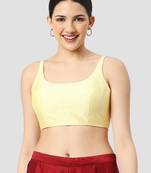 Lemon yellow plain silk spaghetti padded readymade saree blouse
