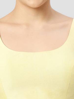 Lemon yellow plain silk spaghetti padded readymade saree blouse 5