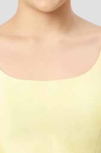 Lemon yellow plain silk spaghetti padded readymade saree blouse