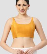 Yellow plain silk spaghetti padded readymade saree blouse