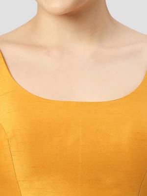 Yellow plain silk spaghetti padded readymade saree blouse 5
