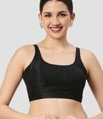 Black plain silk spaghetti padded readymade saree blouse