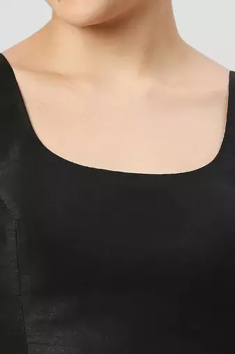Black plain silk spaghetti padded readymade saree blouse