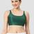 Dark green plain silk spaghetti padded readymade saree blouse