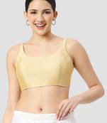 Gold plain silk spaghetti padded readymade saree blouse