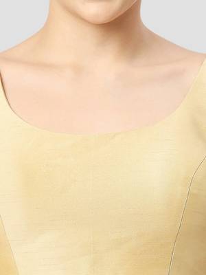 Gold plain silk spaghetti padded readymade saree blouse 5