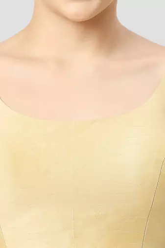 Gold plain silk spaghetti padded readymade saree blouse