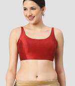 Maroon plain silk spaghetti padded readymade saree blouse