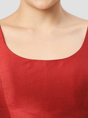 Maroon plain silk spaghetti padded readymade saree blouse 5
