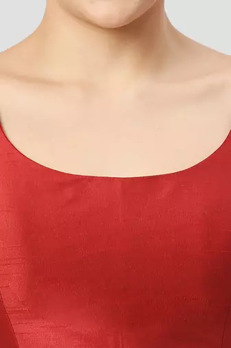 Maroon plain silk spaghetti padded readymade saree blouse