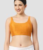 Mustard plain silk spaghetti padded readymade saree blouse