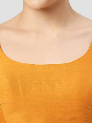 Mustard plain silk spaghetti padded readymade saree blouse 5