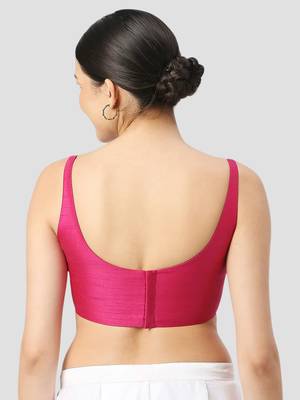 Rani plain silk spaghetti padded readymade saree blouse 2