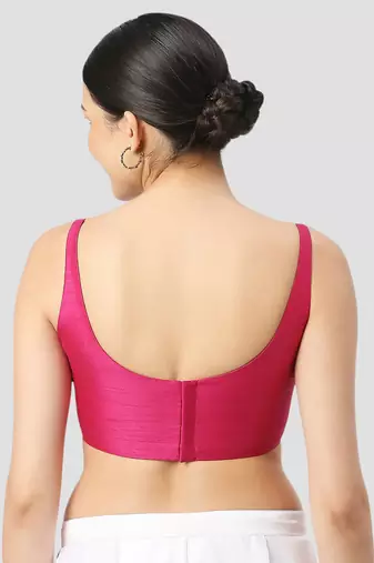 Rani plain silk spaghetti padded readymade saree blouse