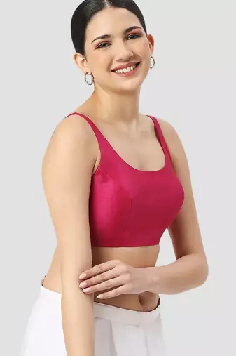 Rani plain silk spaghetti padded readymade saree blouse