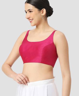 Rani plain silk spaghetti padded readymade saree blouse 4