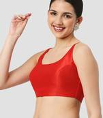 Red plain silk spaghetti padded readymade saree blouse