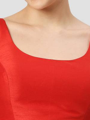 Red plain silk spaghetti padded readymade saree blouse 5